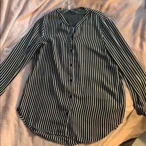 Forever 21 black/ white striped buttoned blouse